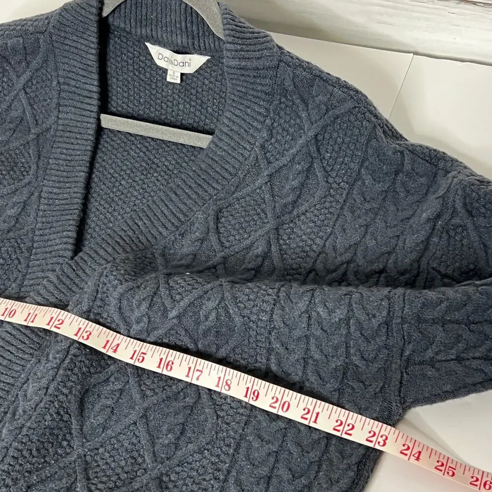 Davi and Dani Navy Fair Isle Knit Cardigan Sweater Size Small